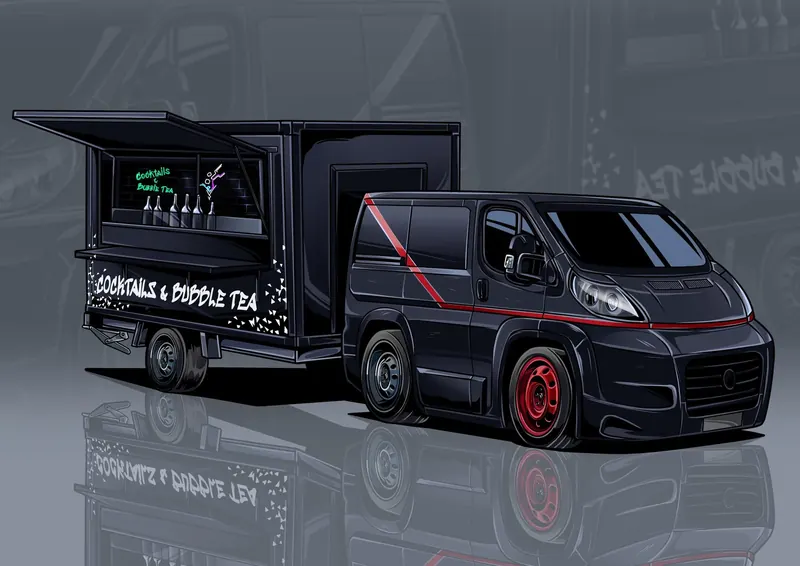 Illustration: Transporter mit The Cube im Schlepptau